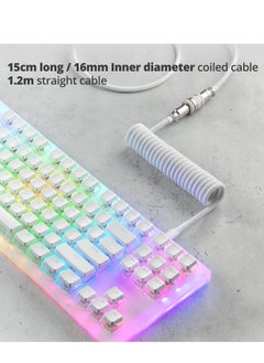 Milatech Milatech Custom Coiled USB C Cable for Gaming Keyboard, Double-Sleeved Mechanical Keyboard Cable with Detachable Metal Aviator, 1.5M USB-C to USB-A, White Color  - Image 4