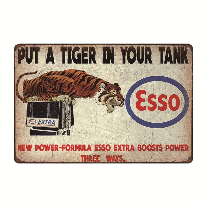 Esso Put a Tiger in Your Tank Vintage Look Metal Wall Decor Garage Sign 12 x 8