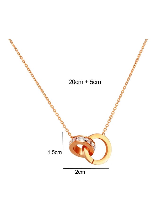 AIWANTO Gold Plated Stainless Steel Zircon Studded Pendant Necklace - Image 2