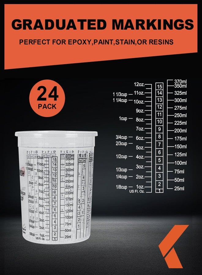 KREFINISH 16 OZ Paint Mixing Cups Graduated Disposable Clear Plastic Epoxy Measuring Cups (Box of 24 Cups & 4 Lids) Use for Automotive Painting, Resin, Acrylic, Arts, Pigments, Kitchen - Mixing Ratios - Image 3