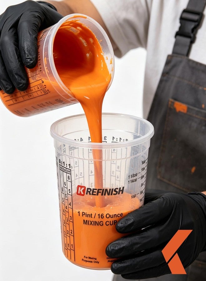 KREFINISH 16 OZ Paint Mixing Cups Graduated Disposable Clear Plastic Epoxy Measuring Cups (Box of 24 Cups & 4 Lids) Use for Automotive Painting, Resin, Acrylic, Arts, Pigments, Kitchen - Mixing Ratios - Image 5