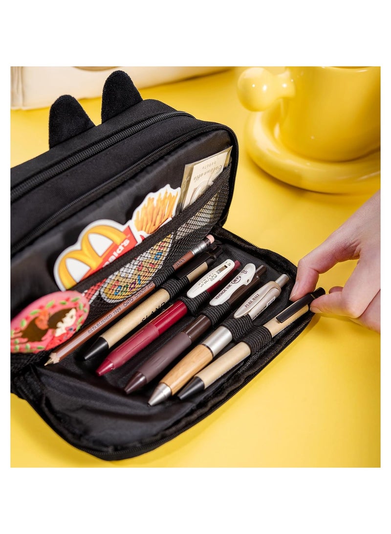 عام حافظة أقلام رصاص كبيرة السعة أسود، حقيبة أقلام رصاص ثلاثية الأبعاد، حقيبة أقلام رصاص ثلاثية الأبعاد منظمة مكتب أكاديمية المدارس - Image 2