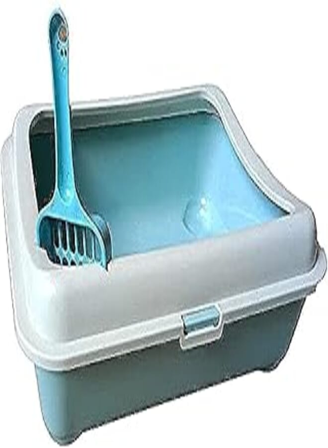 OR حوض رمل مستطيل مع مجرفة للقطط والكلاب مع جوانب قابلة للإزالة، متعدد الألوان