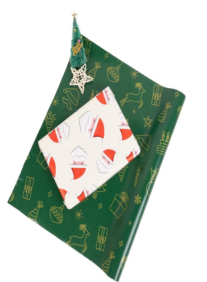 Linelglobal Christmas Wrapping Paper Small Roll 3（Green, Red, White, Snowflake, Santa Claus, Christmas Tree） for Xmas Holiday Gift Wrap 17x137 Inch - Image 4