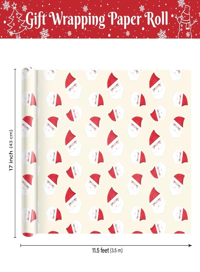 Linelglobal Christmas Wrapping Paper Small Roll 3（Green, Red, White, Snowflake, Santa Claus, Christmas Tree） for Xmas Holiday Gift Wrap 17x137 Inch - Image 3