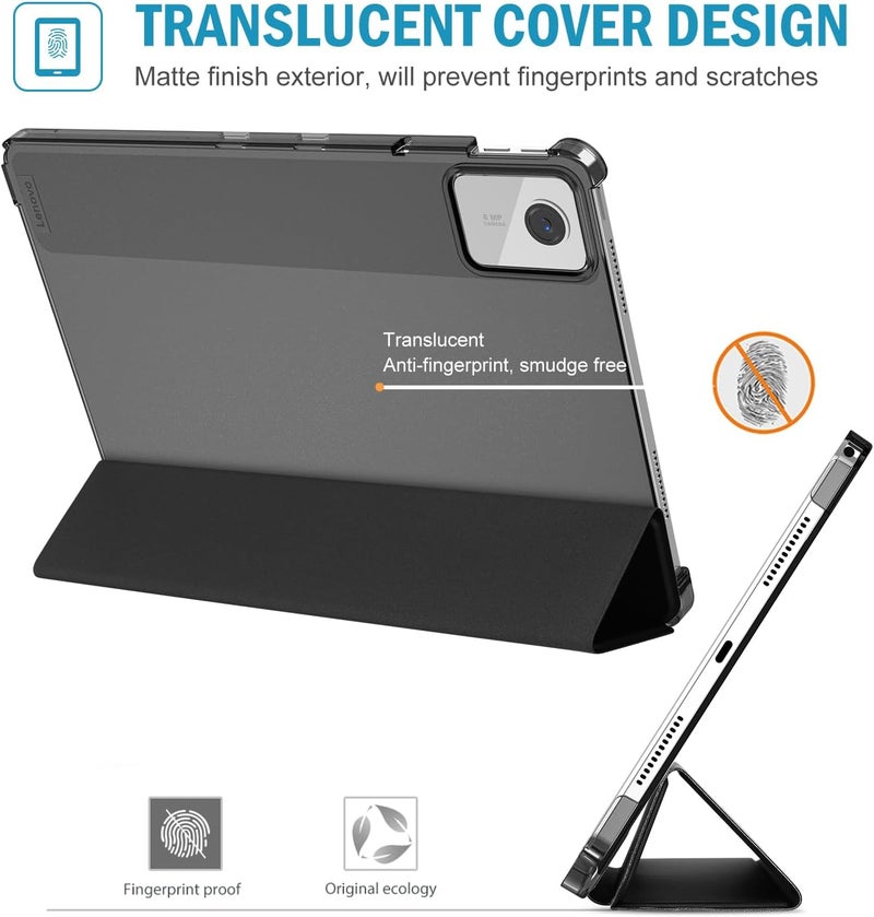 Procases Smart Case For Lenovo Tab M11 11" 2024 Tb330Fu With Pen Holder, Slim Stand Tri-Fold Hard Shell Protective Tablet Cover Translucent Back Case Support Auto Wake/Sleep -Black - Image 2