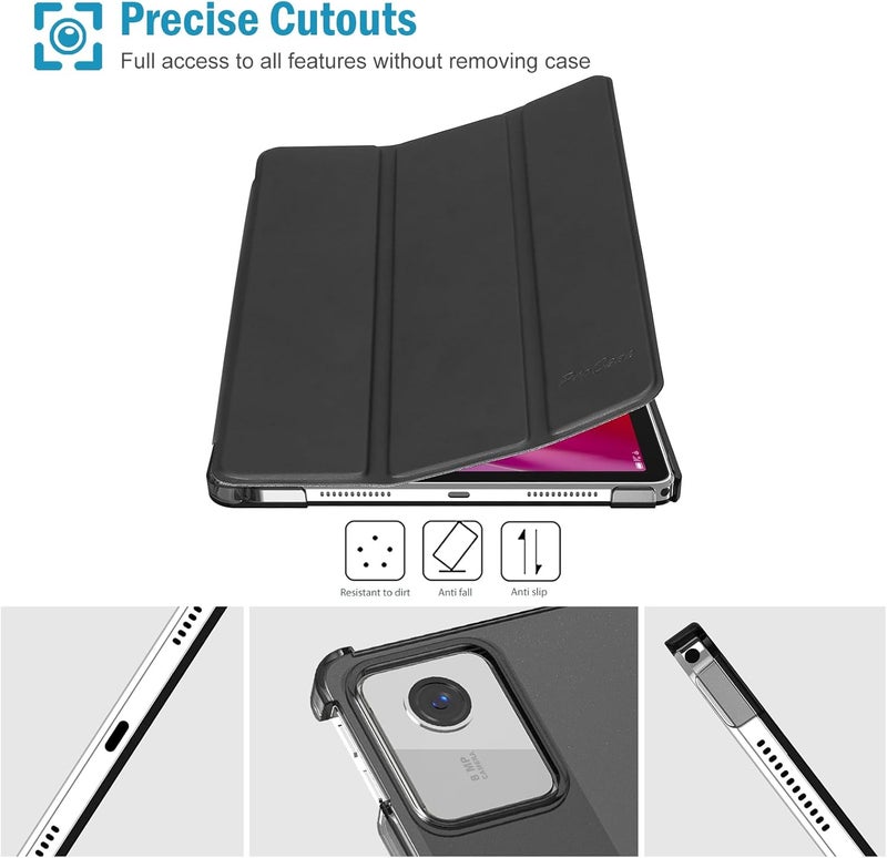 Procases Smart Case For Lenovo Tab M11 11" 2024 Tb330Fu With Pen Holder, Slim Stand Tri-Fold Hard Shell Protective Tablet Cover Translucent Back Case Support Auto Wake/Sleep -Black - Image 5
