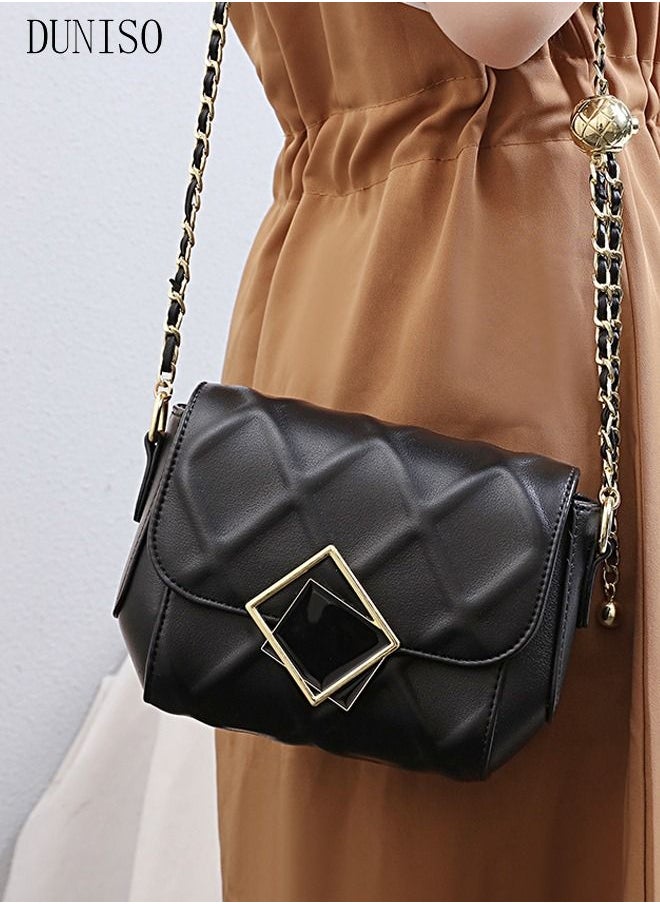 DUNISO - Women Faux Leather Crossbody Bag Shoulder Bag Ladies Designer Satchel Messenger Bag Black - Image 1