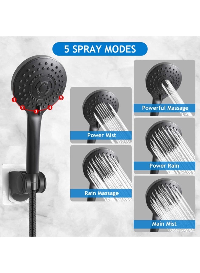 Matte Black 10 Inch Rain Shower Head Combo with 5-Setting Handheld Spray and Adjustable Extension Arm - Image 4