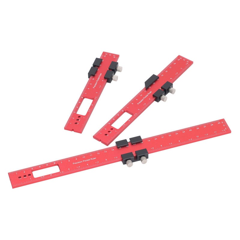 Woodworking Positioning Ruler Aluminum Alloy Electroplated Red with Thin Notch - Laser Engraved Graduations Easy to Read Carpenter Measuring Tool for Machining Product Design - Image 5