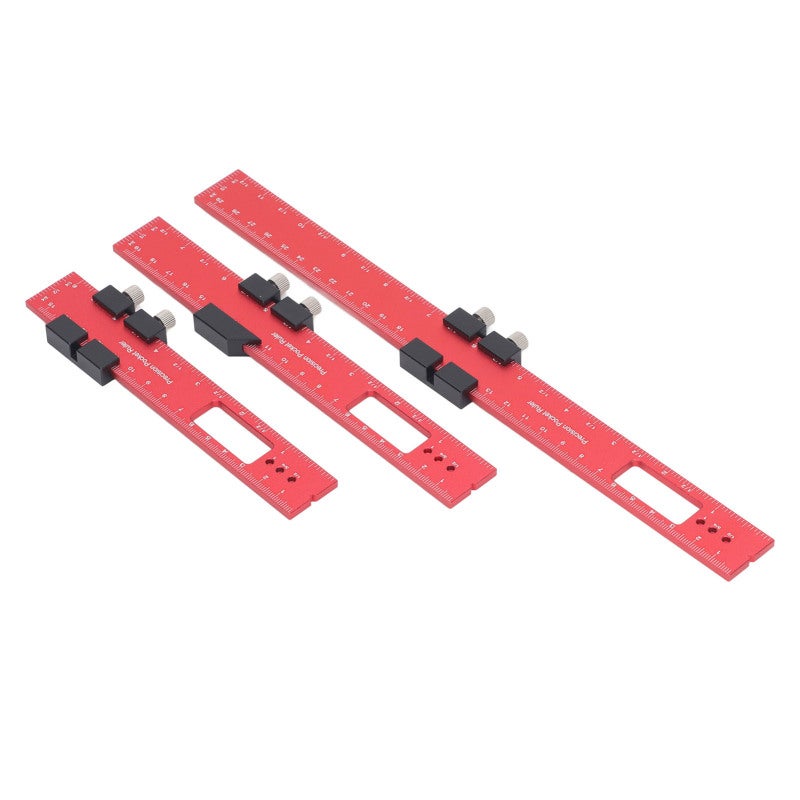 Woodworking Positioning Ruler Aluminum Alloy Electroplated Red with Thin Notch - Laser Engraved Graduations Easy to Read Carpenter Measuring Tool for Machining Product Design - Image 4