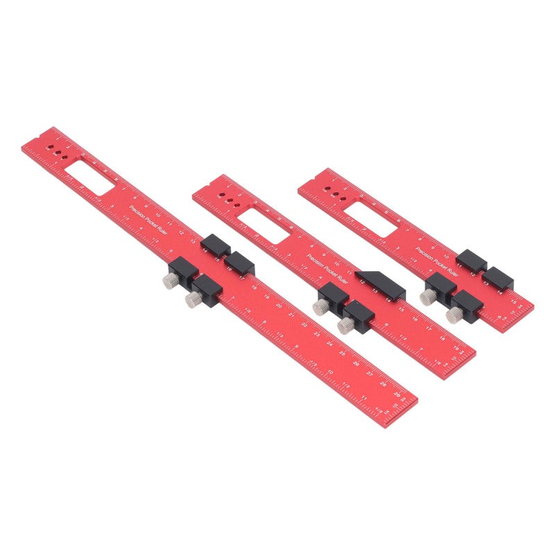 Woodworking Positioning Ruler Aluminum Alloy Electroplated Red with Thin Notch - Laser Engraved Graduations Easy to Read Carpenter Measuring Tool for Machining Product Design - Image 3