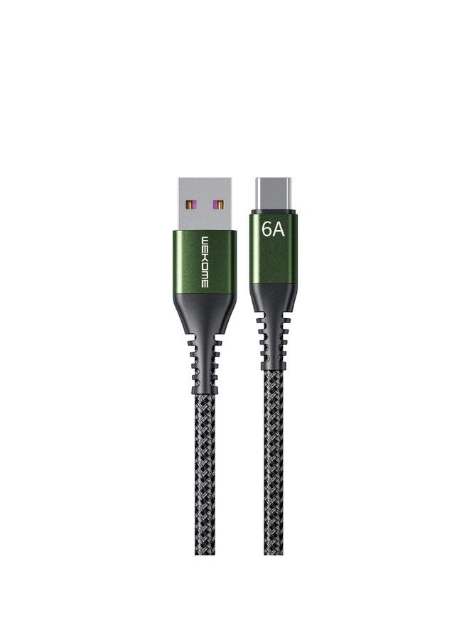 HuHa - WEKOME WDC-169A Raython Series 6A USB to Type-C Fast Charge Data Cable Length: 1m(Black) - Image 1