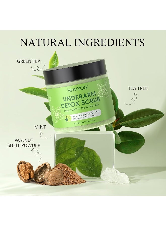 SHVYOG Underarm Detox Scrub, Green Tea Armpit Detox Scrub With Mint And Tea Tree, Natural Underarm Scrub For Armpit Detoxifying, Odors Eliminating, Exfoliating And Smoothing - Image 2