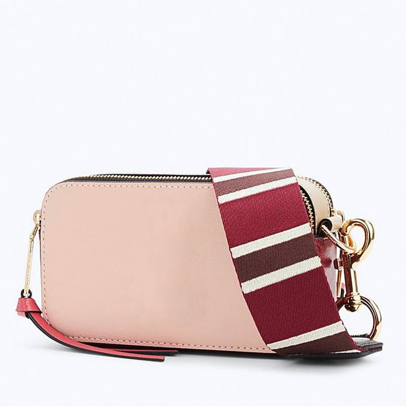 Cross-border Hot New Small Square Bag Cross Texture Wide Shoulder Strap Fashionable Color Matching Camar Bag Womens Shoulder Crossbody Bag Lotus root starch 