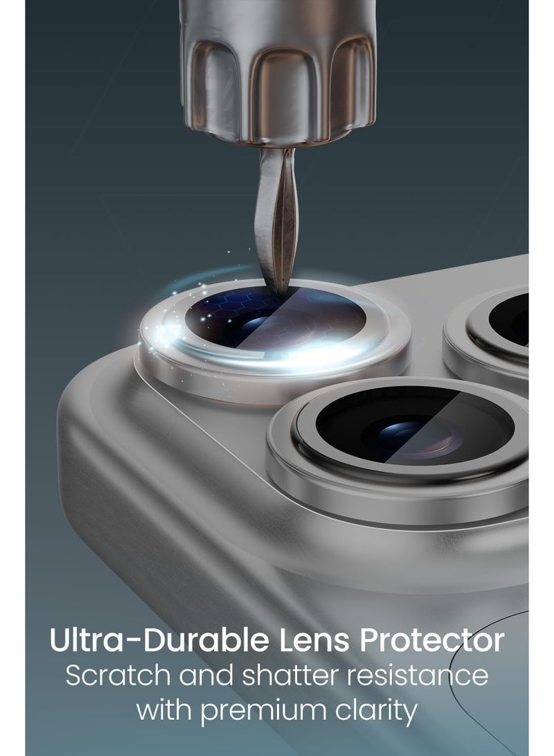 JAJEEK Camera Lens Protector for iPhone 17 Pro 6.3 / 17 Pro Max 6.9 – 9H Tempered Glass with Aluminum Alloy Ring, Individual Lens Cover, Easy Installation Tool, Scratch-Resistant (Silver) - Image 2