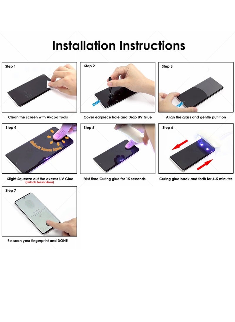 Generic - UV Liquid Glue Full Coverage Tempered Glass Screen Protector For Honor 90 - Clear - Image 1