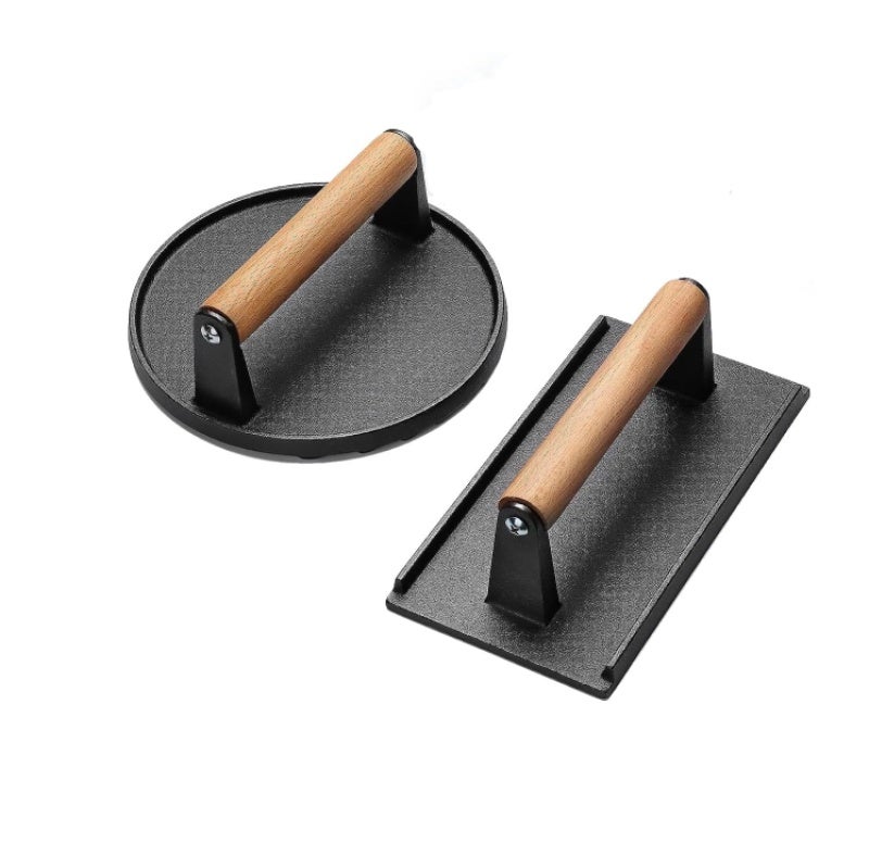 Cast Iron Smash Burger Press 7.5 Inch with Wood Handle - Nonstick Grill Press for Griddle Cooking - Image 1