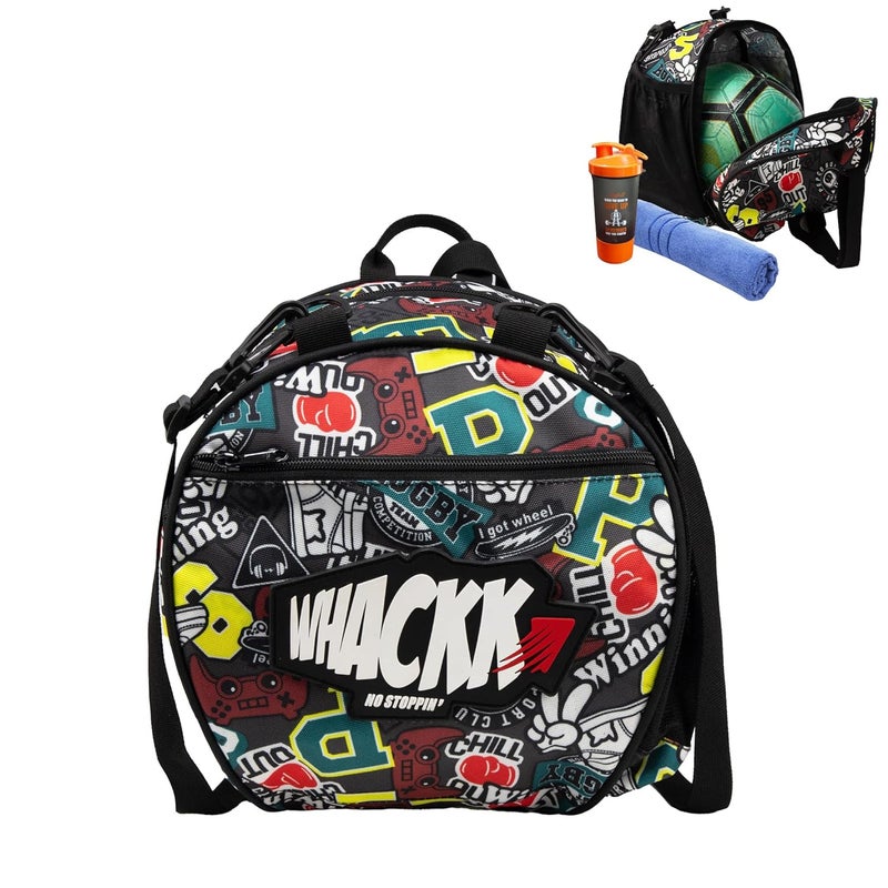 WHACKK Attack Soccer 12L Rugby Football Equipment Bags|Basketball Volleyball Bags |Adjustable Strap Backpack |Easy Access Pocket Mesh Bottle Holders | Ball Bag |Kitbag |Bag - Image 1