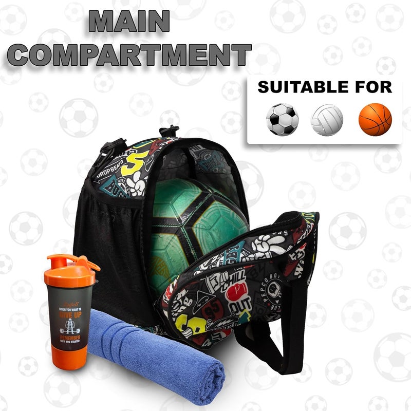 WHACKK Attack Soccer 12L Rugby Football Equipment Bags|Basketball Volleyball Bags |Adjustable Strap Backpack |Easy Access Pocket Mesh Bottle Holders | Ball Bag |Kitbag |Bag - Image 4