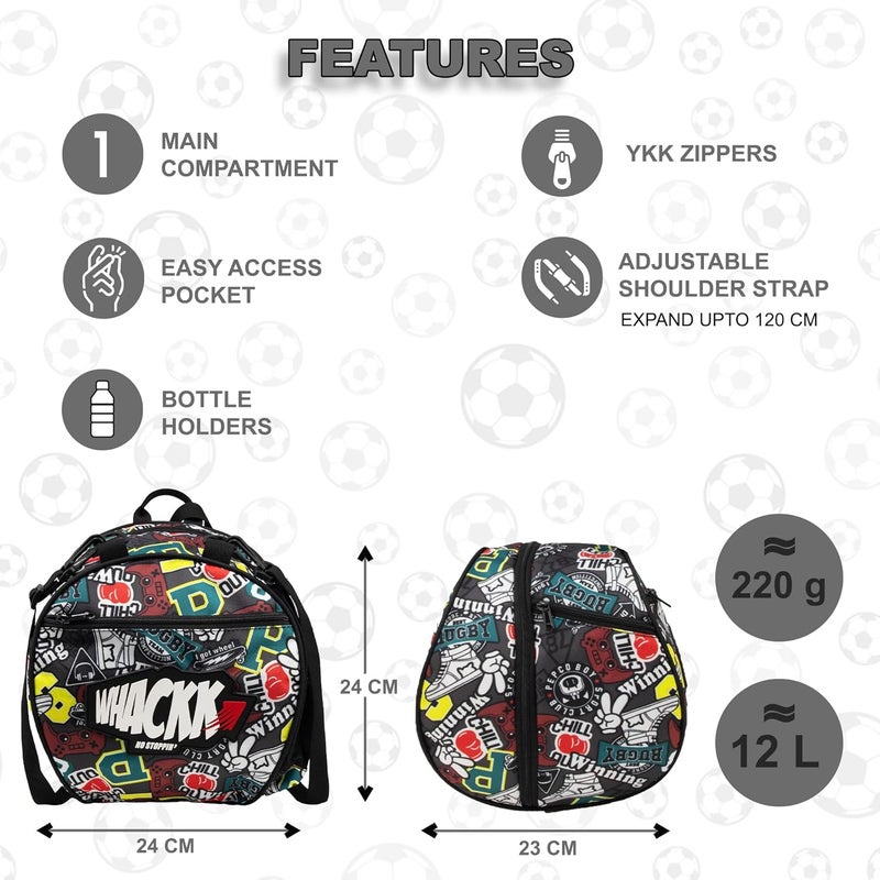 WHACKK Attack Soccer 12L Rugby Football Equipment Bags|Basketball Volleyball Bags |Adjustable Strap Backpack |Easy Access Pocket Mesh Bottle Holders | Ball Bag |Kitbag |Bag - Image 2