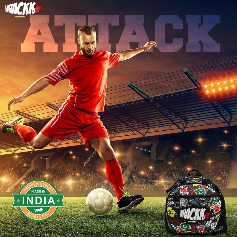 WHACKK Attack Soccer 12L Rugby Football Equipment Bags|Basketball Volleyball Bags |Adjustable Strap Backpack |Easy Access Pocket Mesh Bottle Holders | Ball Bag |Kitbag |Bag - Image 5