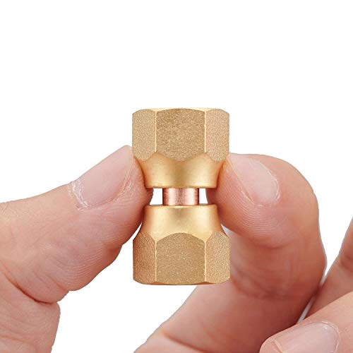 Minimprover 2 PCS Brass 1/4" Female Flare Swivel Adapter, Female Swivel Nut, Flare Tube Fitting, Valve Connector - Image 3