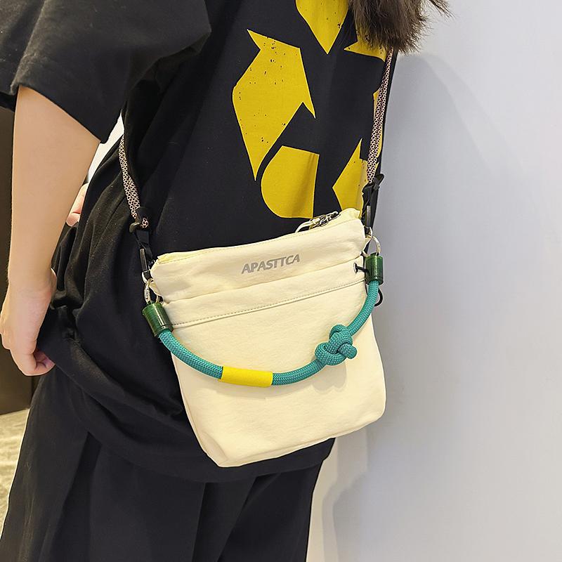 Unisex Casual Color Block Embroidered Nylon Crossbody Bag - Image 3