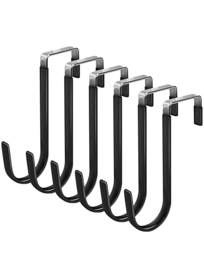 HOOKOR 6 Pack Over The Door Hooks, Hangers Hooks with Rubber Prevent Scratches, Heavy Duty Organizer for Living Room, Bathroom, Bedroom, Kitchen Hanging Clothes, Towels, Hats, Coats - Image 1