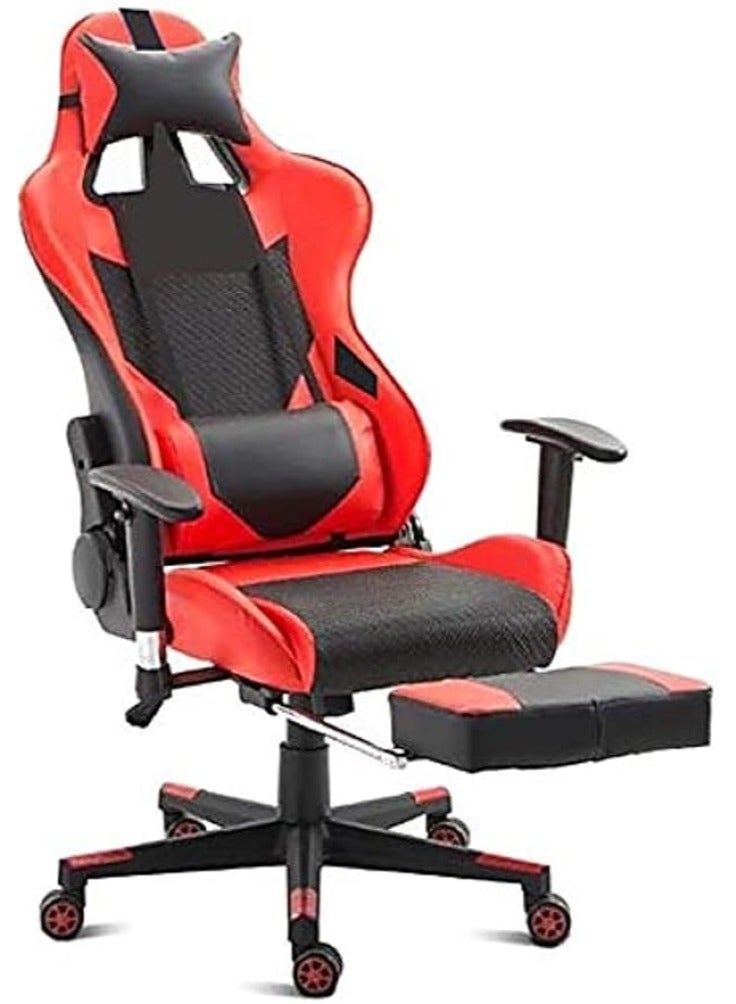 AL WADI FURNITURE Gaming Chair Office Chair Memory Foam Seating with Footrest Racing Ergonomic Chair Leather Reclining Video Game Chair Adjustable Armrest High Back Gamer Chair With Headrest And Lumbar Support Red Black. - Image 1