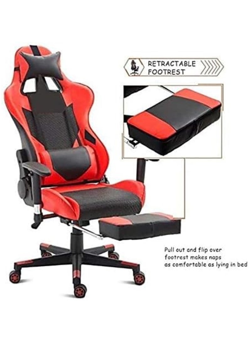 AL WADI FURNITURE Gaming Chair Office Chair Memory Foam Seating with Footrest Racing Ergonomic Chair Leather Reclining Video Game Chair Adjustable Armrest High Back Gamer Chair With Headrest And Lumbar Support Red Black. - Image 4