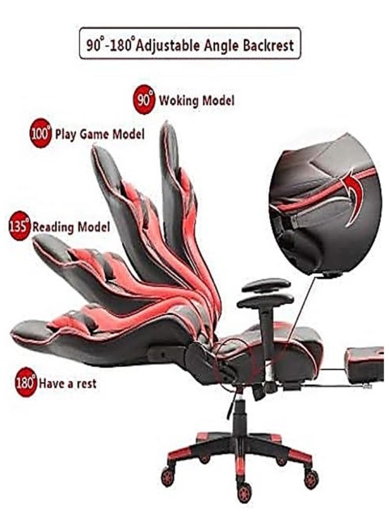 AL WADI FURNITURE Gaming Chair Office Chair Memory Foam Seating with Footrest Racing Ergonomic Chair Leather Reclining Video Game Chair Adjustable Armrest High Back Gamer Chair With Headrest And Lumbar Support Red Black. - Image 3