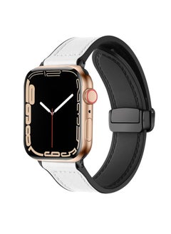 ten.tech TenTech Leather Watch Band for Apple Watch Ultra/Ultra 2, Size 49mm 45mm 44mm 42, Genuine Leather Band with Magnetic Clasp for iWatch Series 9/8/7/6/5/4/3/2/1/ SE – white  - Image 1