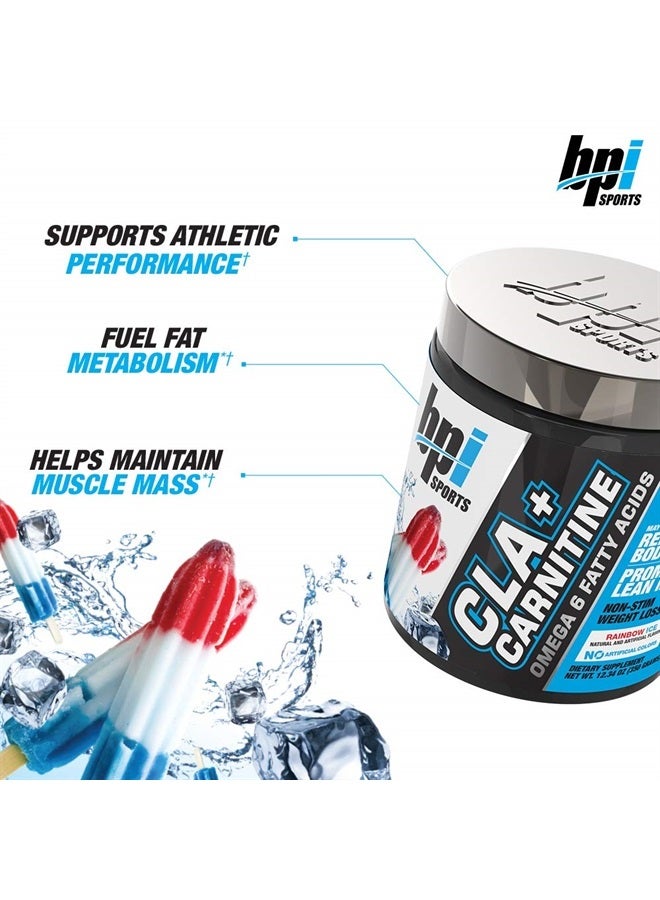 BPI SPORTS CLA + كارنيتين – حمض اللينوليك المترافق – الأداء، العضلات النحيفة – خالي من الكافيين – للرجال والنساء – ثلج قوس قزح – 50 حصة – 12.34 أونصة. - Image 2