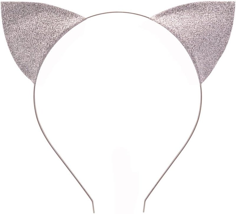 Merroyal Glitter Cat Ears Headband Halloween Fancy Dress Cat Woman Hairband Cosplay - Image 1