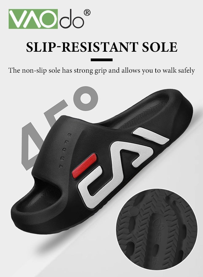 VAOdo Men's Pillow Slippers, Non-slip and Lightweight Cloud Slides, Soft EVA Open Toes Shower Shoes, Quick Dry Bath Slipper for Indoor and Outdoor Black - Image 3