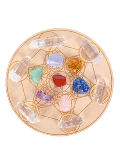 Beaupretty Crystal Stones Chakra Crystal Grids with Wooden Star Pendulum Divination Board Chakra Crystals for Yoga Meditation Chakra Therapy Assorted Color 