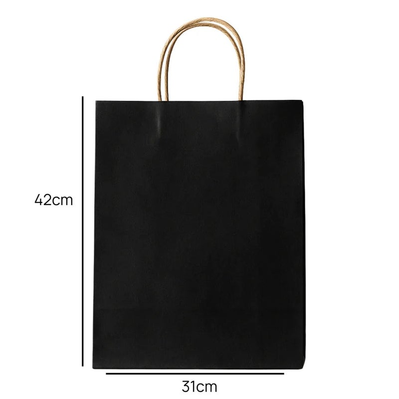 Eco Friendly Black Kraft Gift Paper Bag With Strong Handle- 31X42cm