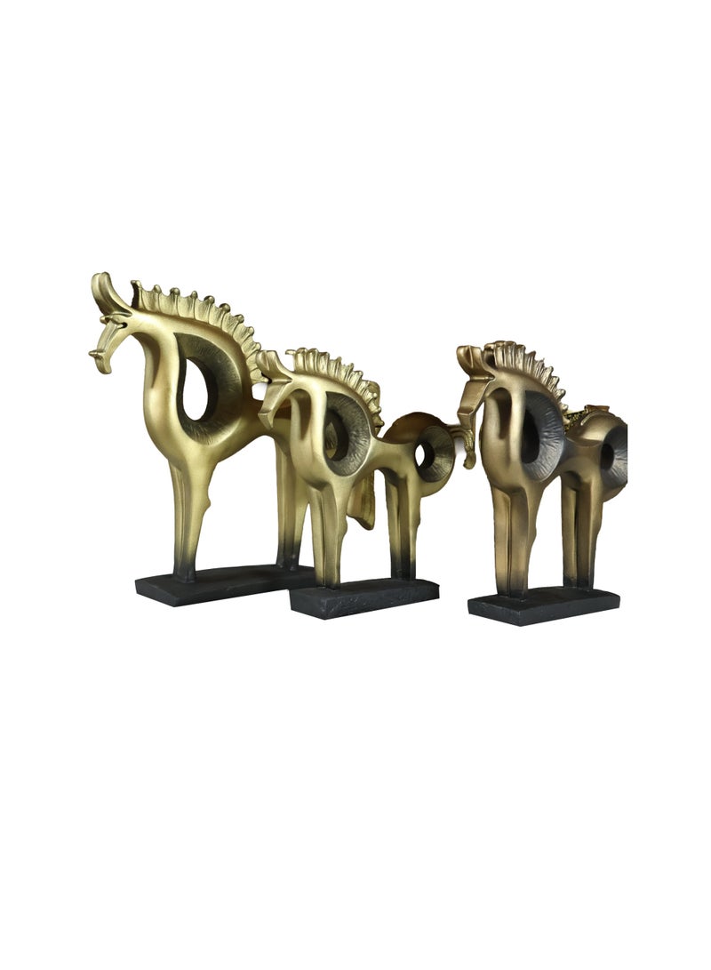 Imperial Abstract Horse Sculpture Set, Gold, Modern Style, Decorative Figurine for Home, Office and Showroom - Image 3