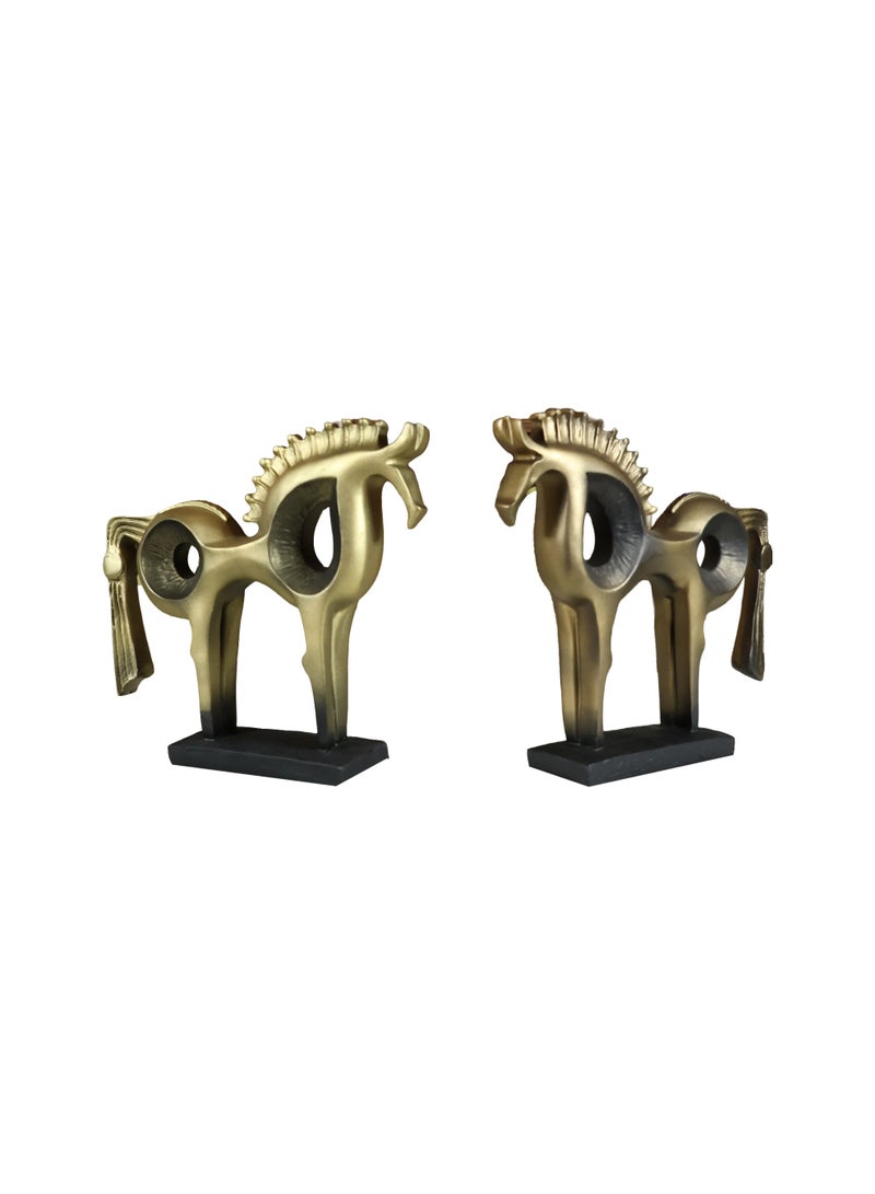 Imperial Abstract Horse Sculpture Set, Gold, Modern Style, Decorative Figurine for Home, Office and Showroom - Image 1