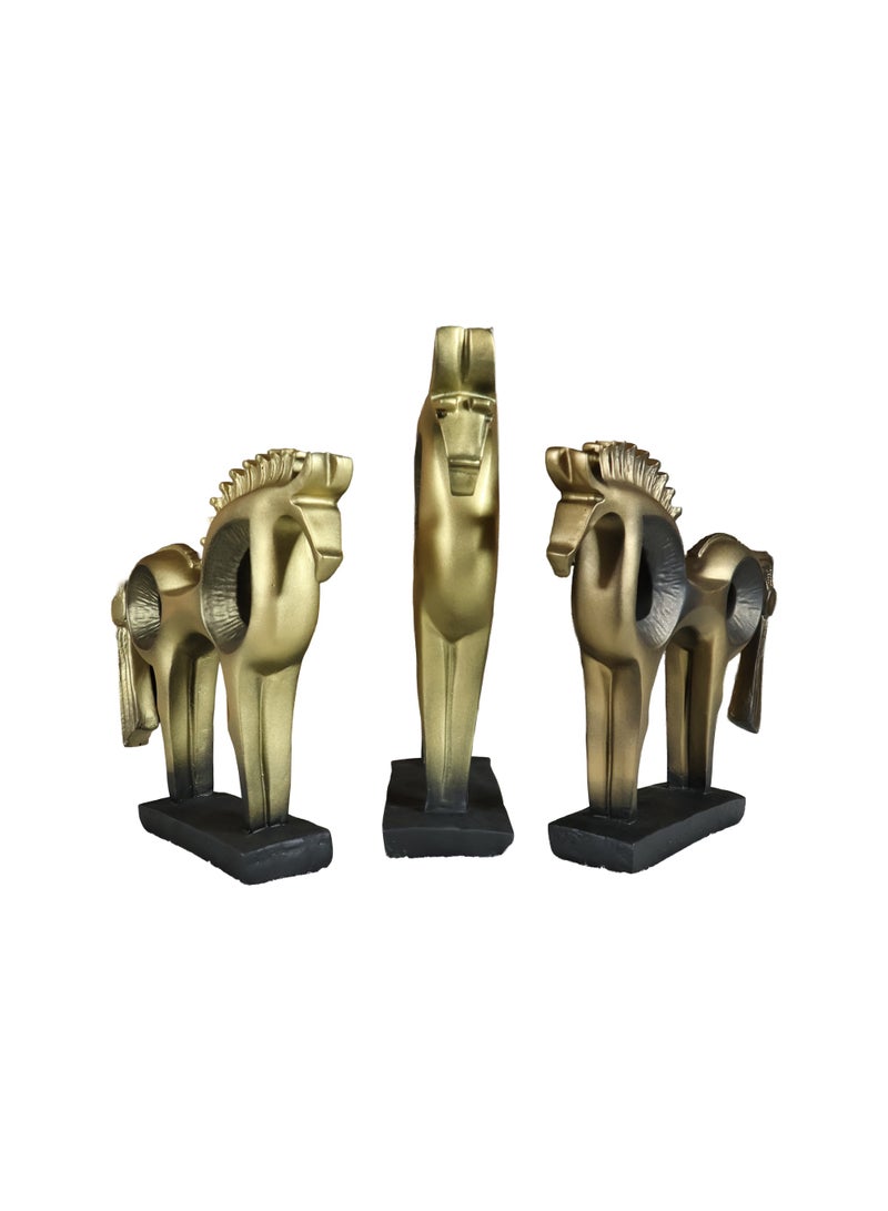 Imperial Abstract Horse Sculpture Set, Gold, Modern Style, Decorative Figurine for Home, Office and Showroom - Image 4