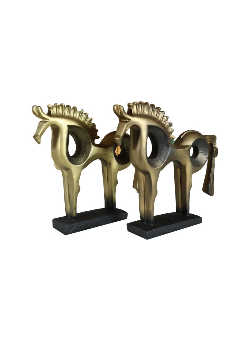 Imperial Abstract Horse Sculpture Set, Gold, Modern Style, Decorative Figurine for Home, Office and Showroom - Image 2