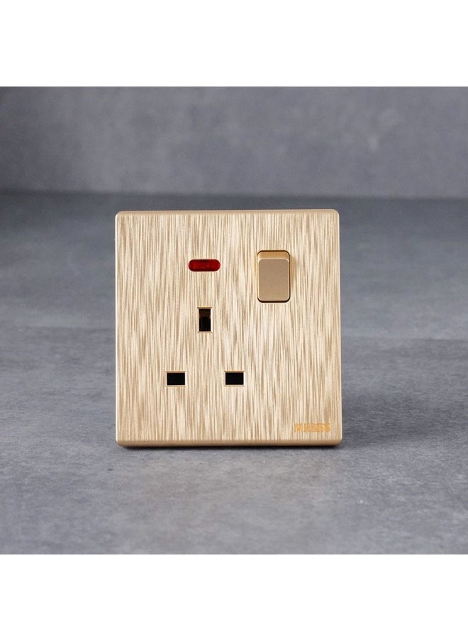 DANUBE HOME Milano 13A Socket With Neon For Modern Home Electrical Switches Sockets Outlets For Home Appliances Computers Dp Aura Gld  - Image 1