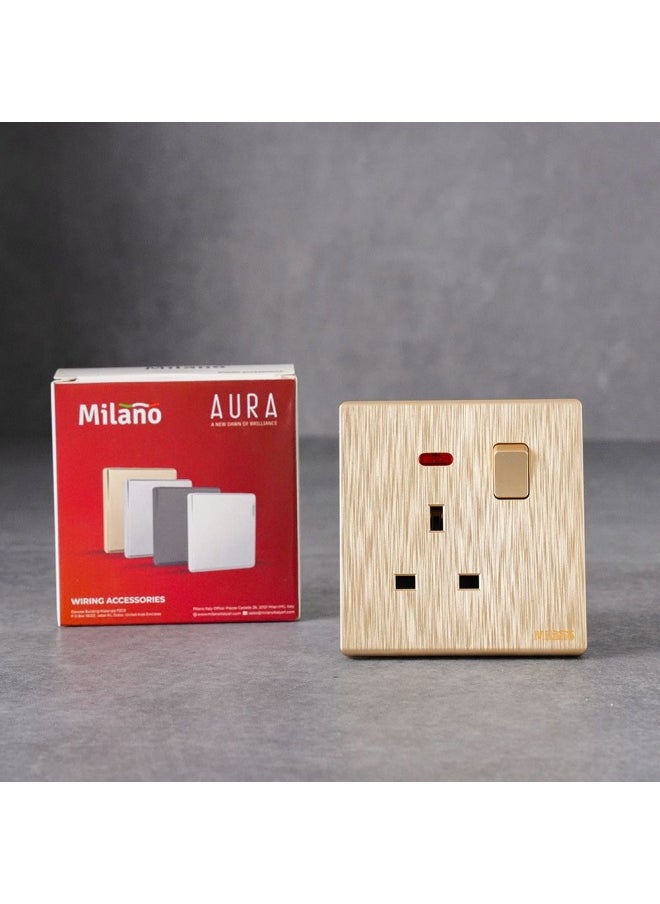 DANUBE HOME Milano 13A Socket With Neon For Modern Home Electrical Switches Sockets Outlets For Home Appliances Computers Dp Aura Gld  - Image 3