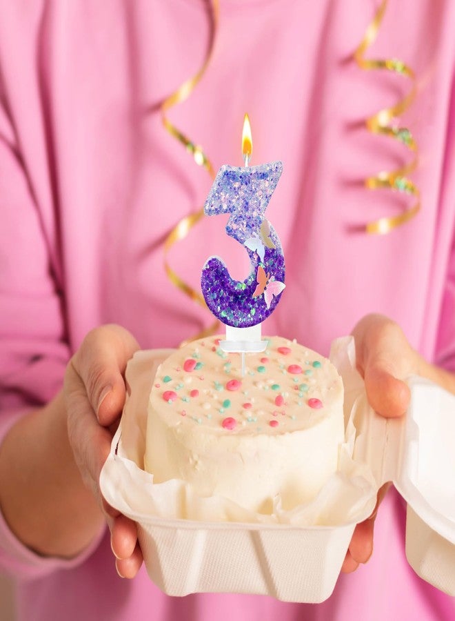 JonesLi 3rd Birthday Candle for Cake，Butterfly Cake Toppers，Butterfly Birthday Decorations，Purple Birthday Candles，for Birthdays,Theme Parties, Celebration, Anniversary - Image 4