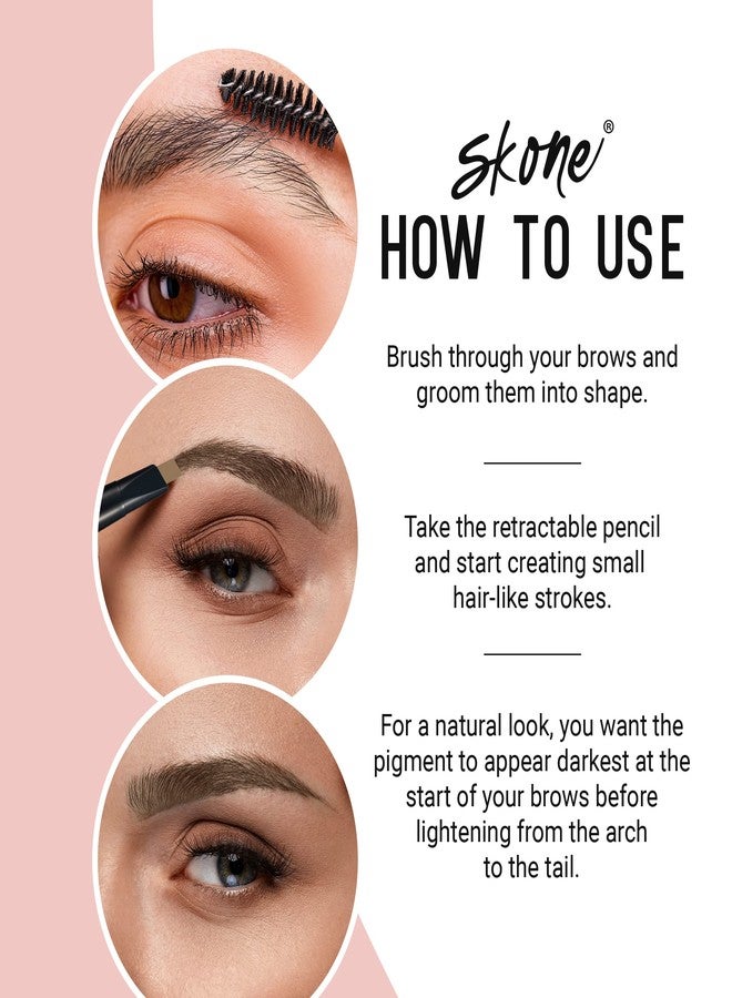 Skone Cosmetics The Original Brow Wand Eyebrow Pencil with Brush - Dual-Sided Retractable Waterproof Long-Lasting Brown Eye Brow Pencils for Women with Sleek Eyebrows - Creamy Chai For Gray Hair - Image 4