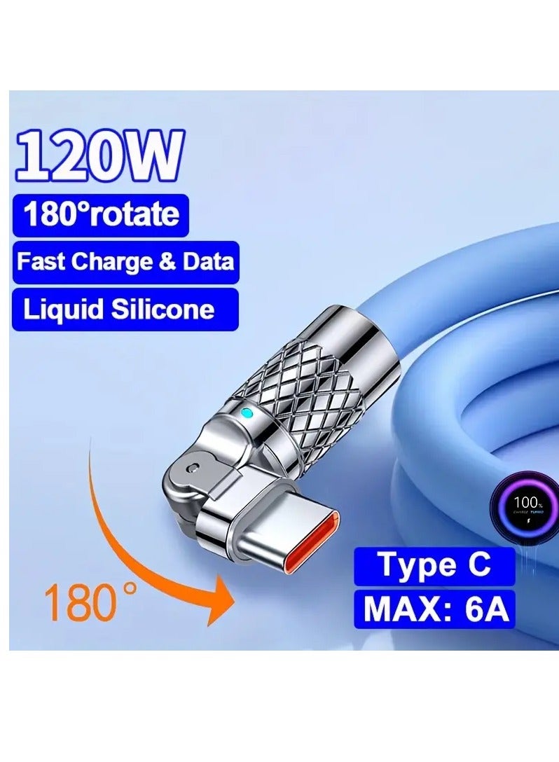 erorex 120w 6a Usb to Type C Super Fast Charge Cable for Xiaomi Redmi Poco Honor Oppo Samsung Usb C Charging Cable for Game Charging Data Liquid Silicone Cord for Iphone 15 - Image 2