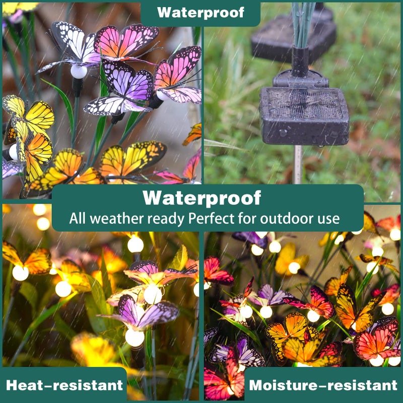 TONULAX Solar Garden Lights - Swaying Butterfly Light, Swaying in The Wind, Solar Outdoor Lights, Yard Patio Pathway Decoration, High Flexibility Iron Wire & Realistic Butterflies (2 Pack) - Image 4