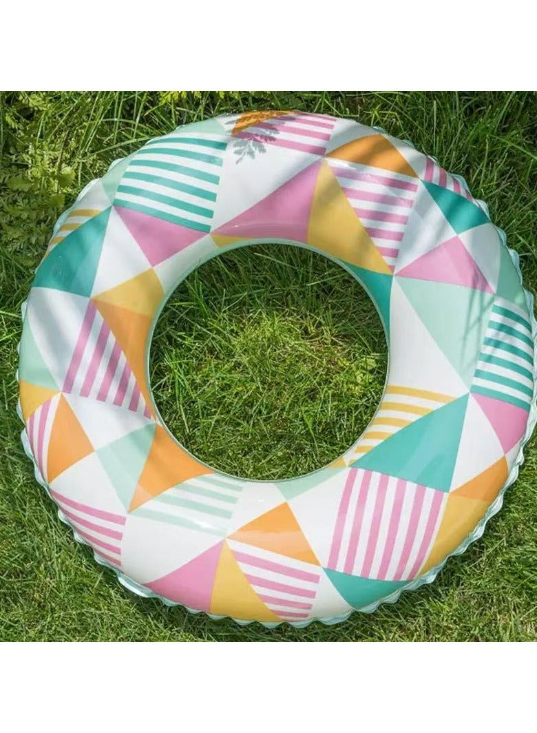 Goolsky 90cm Retro Geometric Triangle Crystal Swim Ring – Double-Layer Inflatable Pool Float for Adults - Image 2
