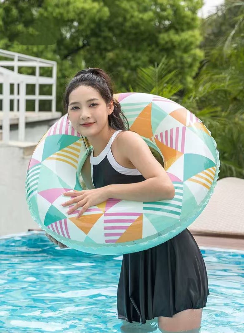 Goolsky 90cm Retro Geometric Triangle Crystal Swim Ring – Double-Layer Inflatable Pool Float for Adults - Image 3